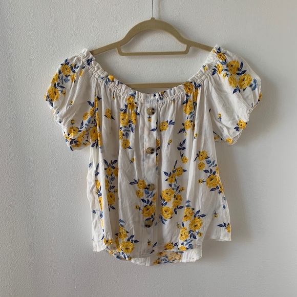 Express Tops - H&M: Flower Off the Shoulder